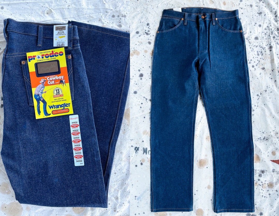 Vintage Wrangler Deadstock Jeans Dark Blue Denim Boot Cut Classic 