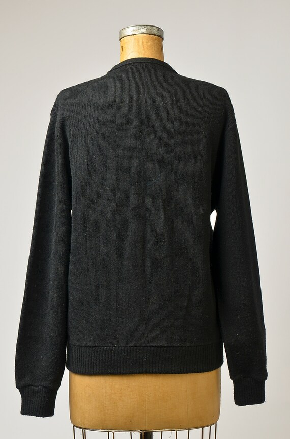 1950s Mid Century Grandpa Sweater Black Knit Mod … - image 5