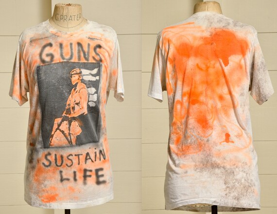 1980s Punk Tee Graffiti Style Soldier All Over Pri