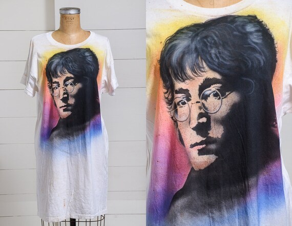 80s John Lennon Airbrush Oversized T Shirt Dress
