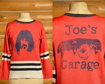 1970s Frank Zappa Joe&#39;s Garage Front and Back Print Rayon Jersey T Shirt