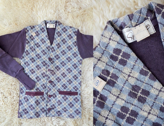 dead stock argyle Vneck cotton knit vest dead stock argyle Vneck cotton knit vestオンライン ショッ