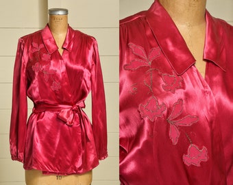 1920s Silk Robe Jacket Pink Kimono Style Evening Jacket