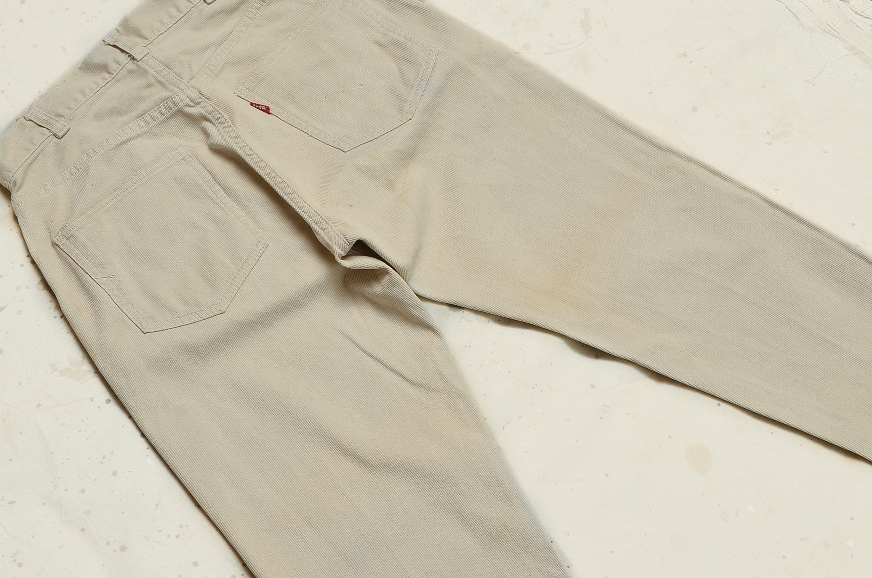 1960s Levis Big E 911B Beige Pique Corduroy Cotton Tapered 1960s Levis Big E 911B Beige Pique Corduroy Cotton Tapered