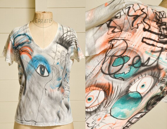 1980s Graffiti All Over Print Artist T Shirt