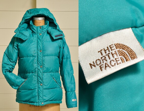 1980s North Face Puffer Jacket Down Filled Turquoi