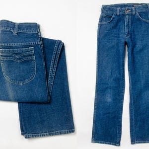 1980er Jahre Glam Jeans Dark Denim High Waisted Jeans 66 x 29