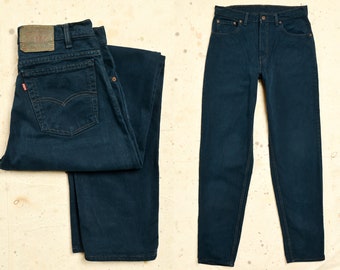 Vintage USA Levis 550 Midnight Blue Denim Button Fly Jeans 33 x 34