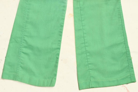 1970s Green Denim Bell Bottoms High Waisted Wide … - image 3