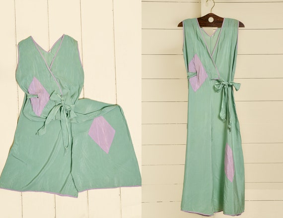 1930s Beach Pajamas Seafoam Green Silk Lounge Jump