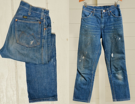 1960s Maverick Jeans Indigo Blue Denim High Waiste