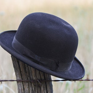 1910 Era Derby Hat Danbury Hatter Co Black Felt  Mens Dress Hat size 7 1/8