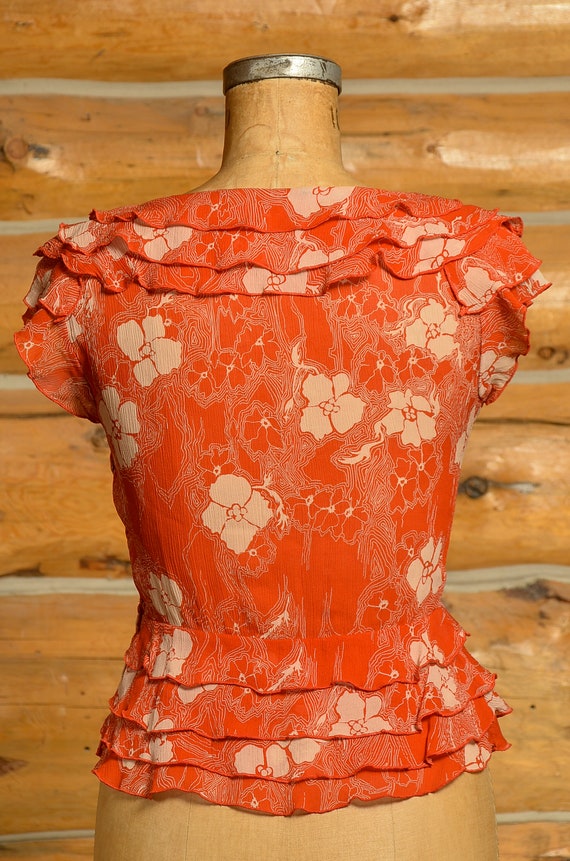 Vintage Silk Poppy Print Flapper Style Bohemian B… - image 4