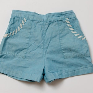 1930s Kids Chambray Shorts Blue Cotton 3T 4T