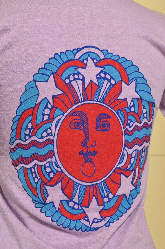 1970s Psychedelic Novelty T Shirt Purple Single P… - image 4