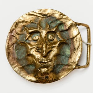 1970s Mythical Brass Buckle &#39;The Dream Hunter&#39; Original Head Shop Belt Buckle