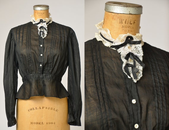 トップス 1900s Dorset Buttons Cotton Blouse トップス 1900s Dorset Buttons Cotton Blouse Antique