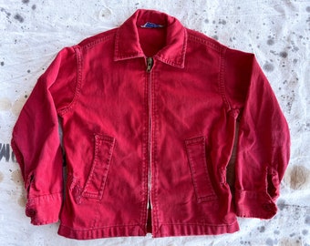 1960s Mod Kids Jacket Red Cotton Zip Up Jacket