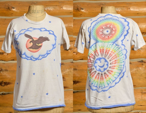 1970s Airbrush T Shirt Front and Back Eagle w/ Rai