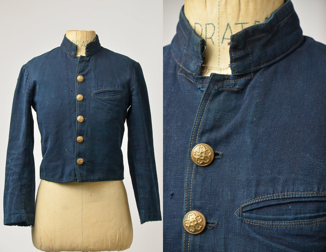 40's] French Vintage Indigo Linen Work Jacket