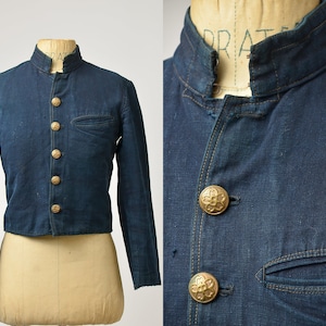 1940s Japanese Indigo School Uniform Crop Jacket