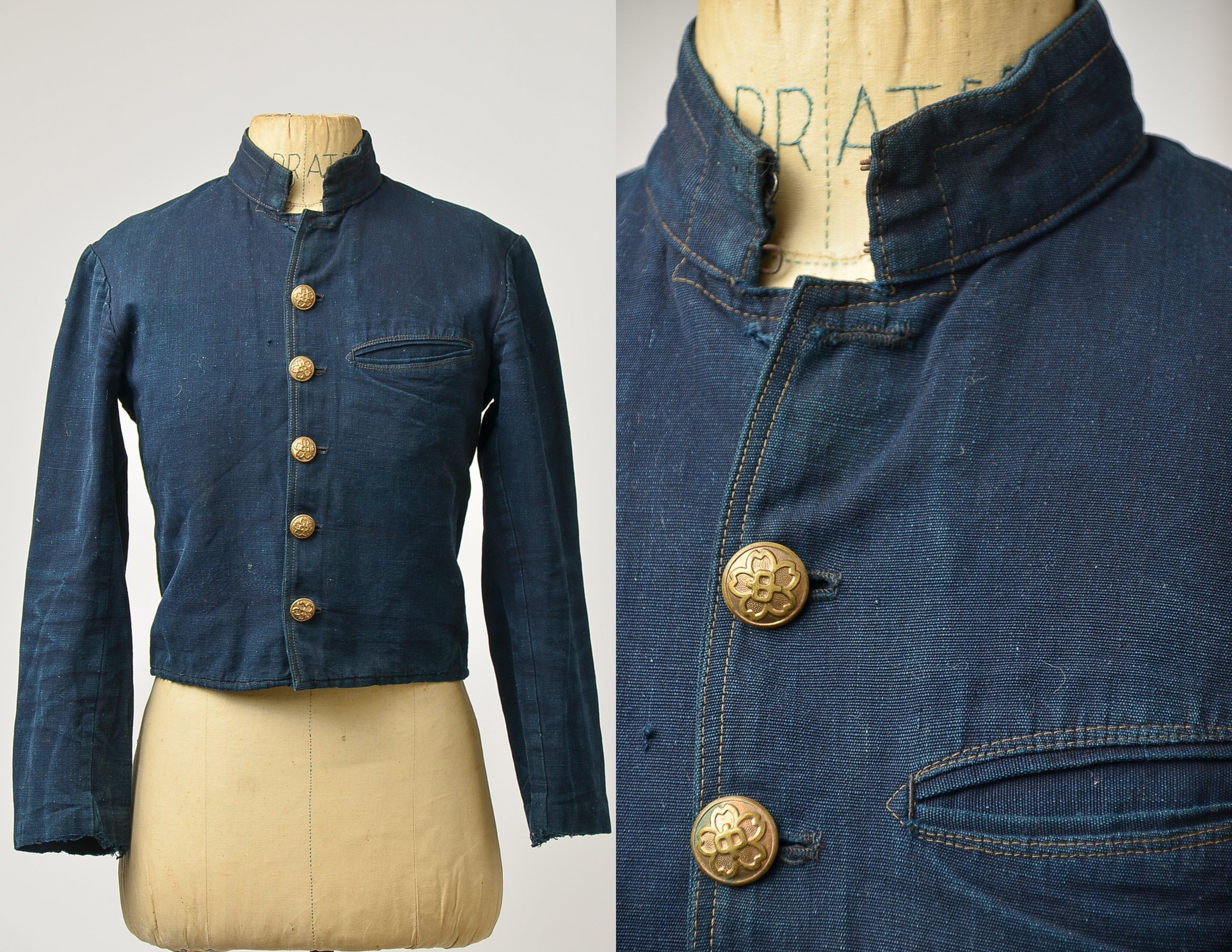 1940s Japanese Indigo School Uniform Crop Jacket - Etsy