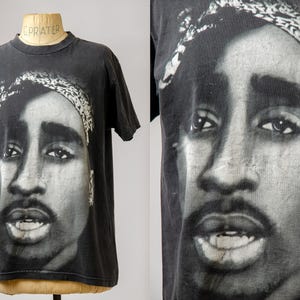 Vintage Tupac Airbrush Style 2Pac Schwarzes Baumwoll-T-Shirt