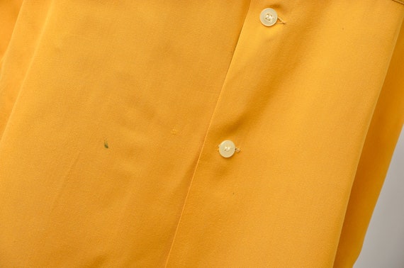 1950s Bowling Shirt Mustard Yellow Rayon Crown Pr… - image 7