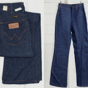 1960s Wrangler Deadstock Jeans Dark Blue Denim No Fault Denim Boot Cut Classic Western Blue Jeans 27 x 32