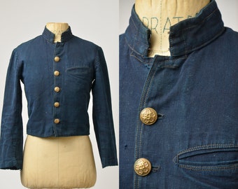 1940s Japanese Indigo School Uniform Crop Jacket