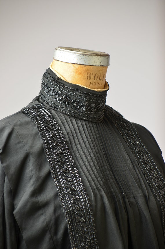 Victorian Beaded Silk Mourning Blouse 1800's Glas… - image 7