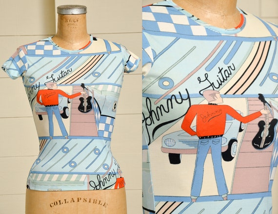 70s Johnny Guitar Novelty Print All Over Print T S