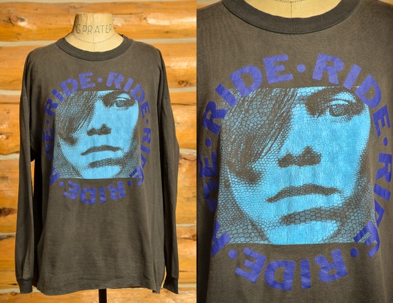 90s Ride Long Sleeve Black Cotton Promo T Shirt
