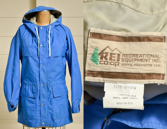 1980s REI Parka Blue Anorak Hooded Mountain Parka