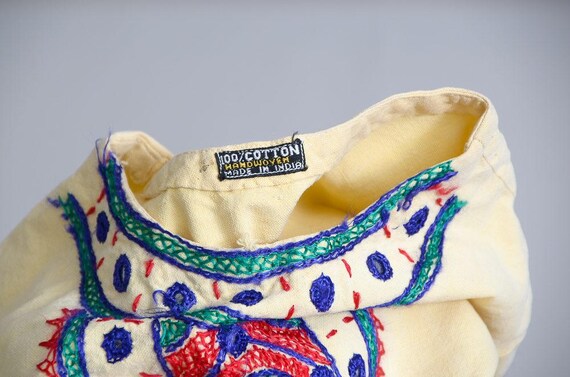 1960s Banjara Indian Cotton Blouse Hand Embroider… - image 5