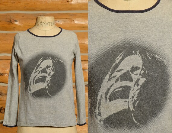 1960s Janis Joplin Long Sleeve Grey Cotton Hippie