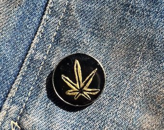 1970s Pot Leaf Pin Marijuana Biker Hat Pin