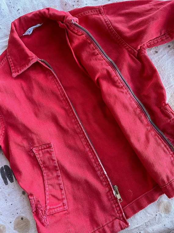 1960s Mod Kids Jacket Red Cotton Zip Up Jacket - image 6