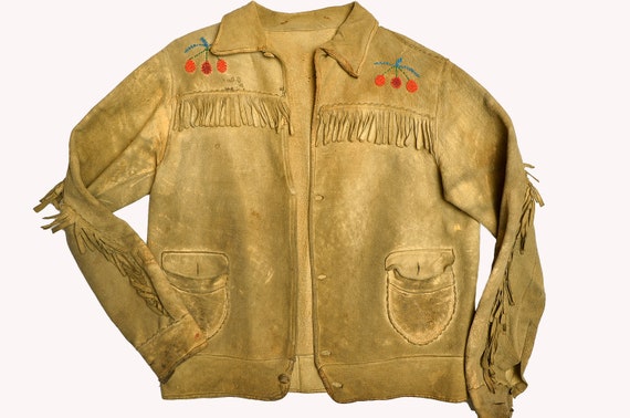 1800s Native American Jacket Cherry Beaded Mooseh… - image 1