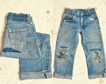1960s Levis Redline 501 Kids Selvedge Denim Jeans 22 x 20