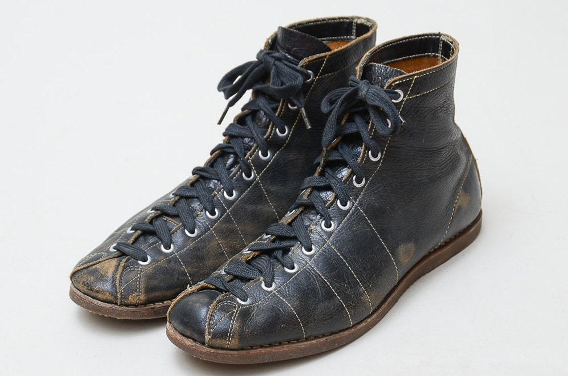 1930s Leather Boxing Boots Blue Leather Lace Up Boxer Athletic Etsy