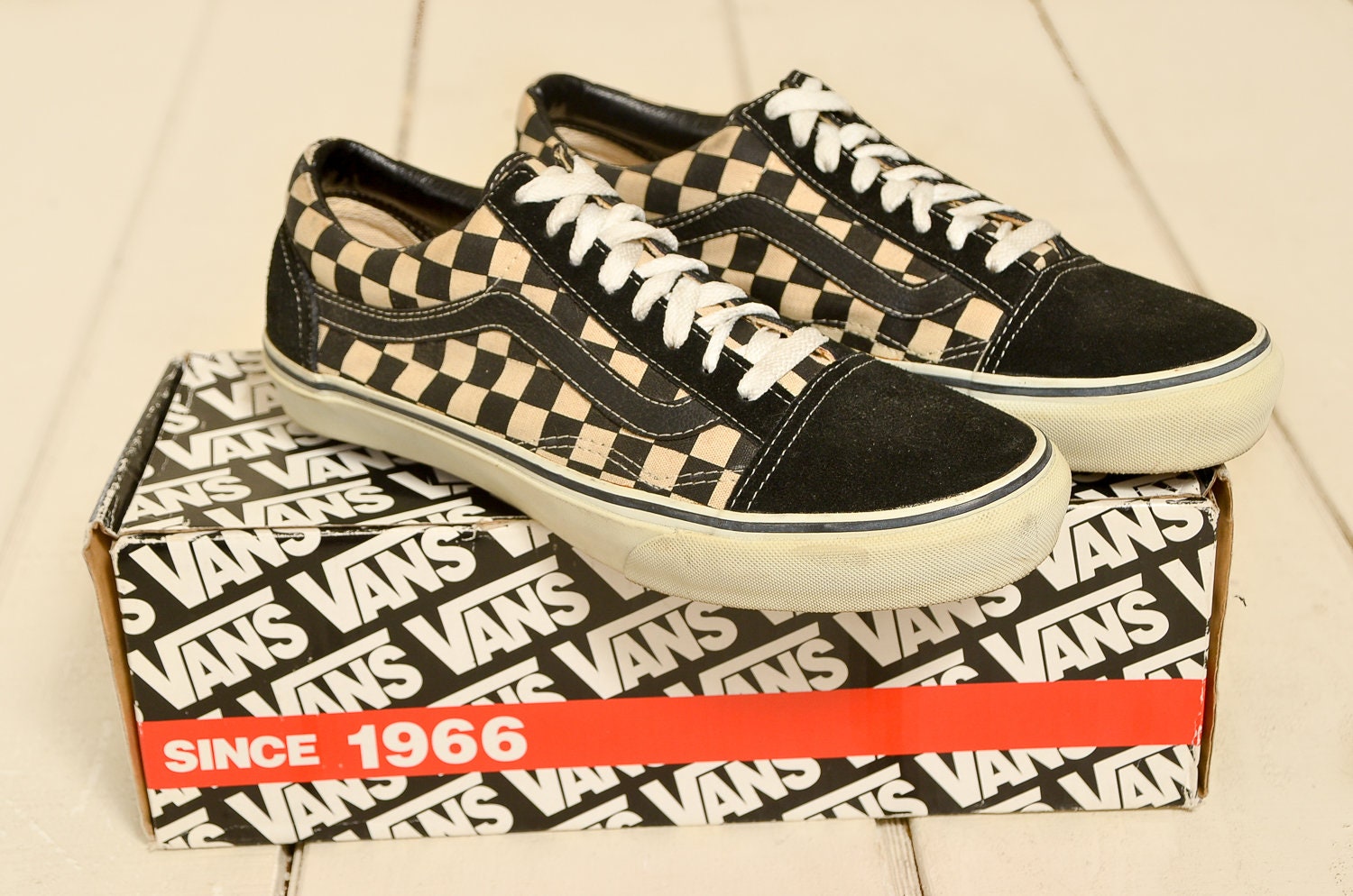 Vans Old Skool Checkerboard Sneakers in Black and White