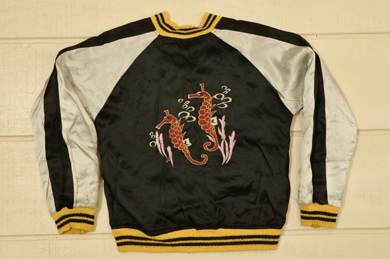 1950s Seahorses Guam Souvenir Jacket Reversible Em