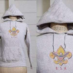 1950s Boy Scouts Of America Hoodie B.S.A. Fleur De Lis Grey Hooded Sweatshirt