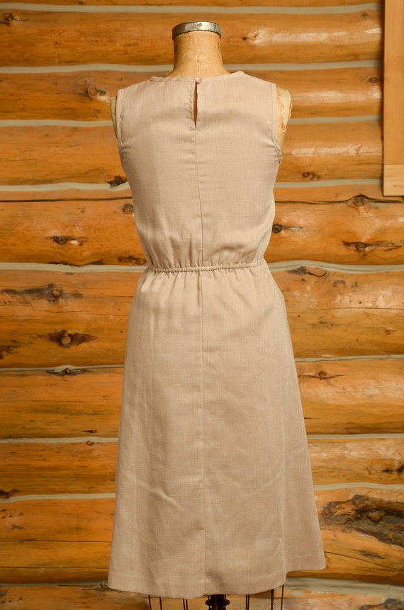 1970s Natural Linen Dress Modern Jute Tone Midi D… - image 5