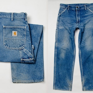 Vintage Carhartt USA Carpenter Jeans Cotton Denim Utility 34 x 32