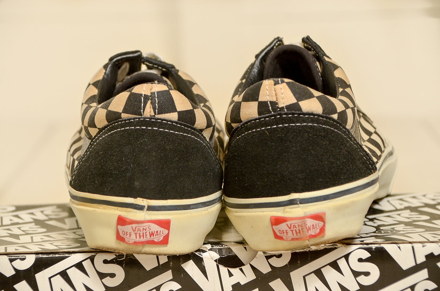Late 90s VANS Old Skool Black & White Checkerboard Skate Shoes | Etsy