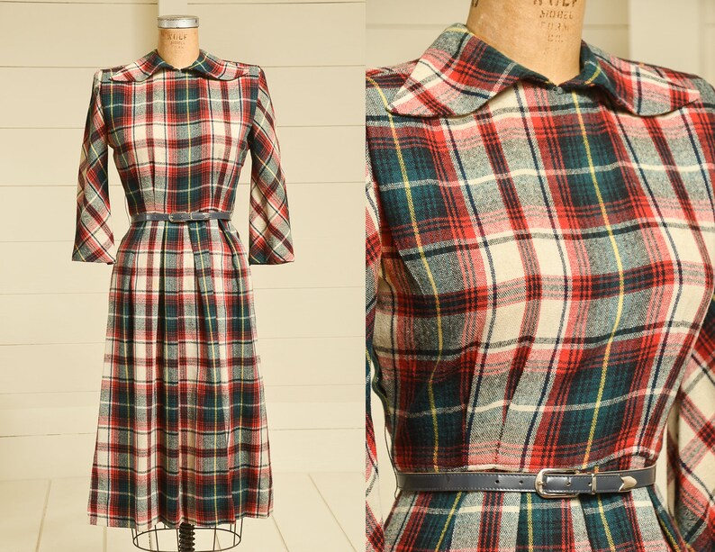 red and green plaid dress