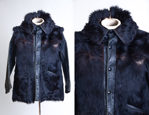 1930s RARE King of Fur Leather Fur Work Jacket