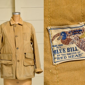 1940s Blue Bill Hunting Jacket Brown Canvas Red Head Outdoor Jacket